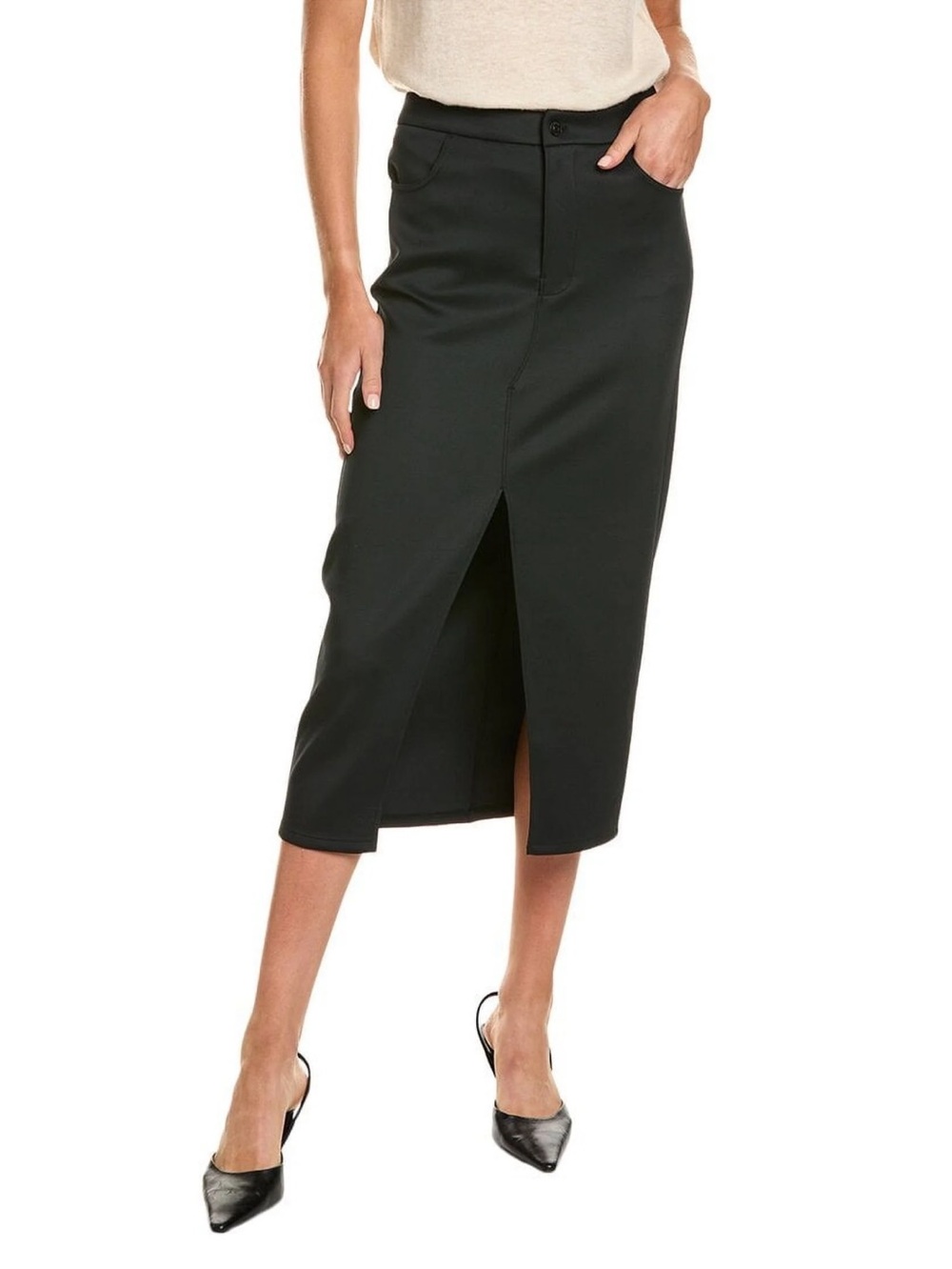 Adson Black Front-Slit Midi Skirt size large